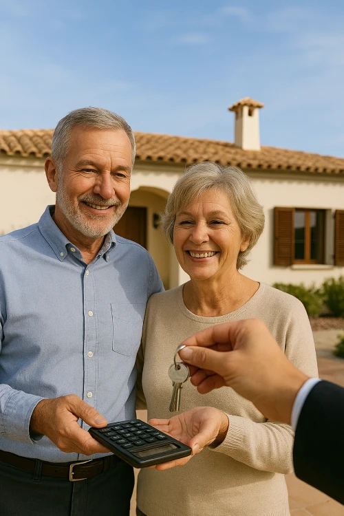 Couple recevant les clés de leur maison en Espagne après un financement réussi