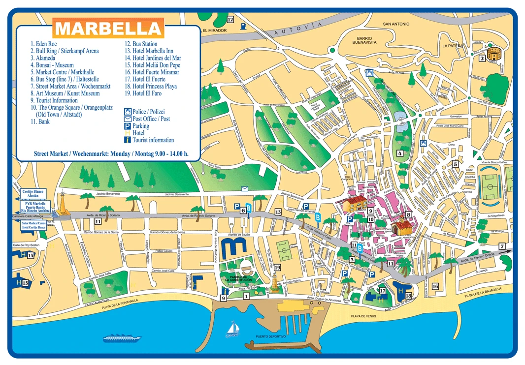 Carte des points d'intérêts de Marbella