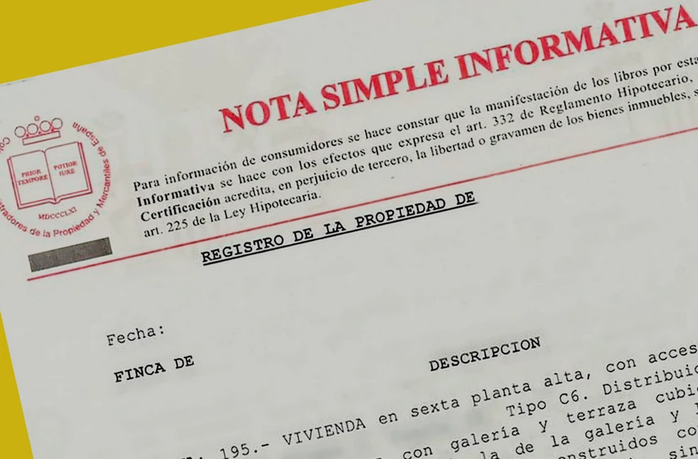Exemple d'une Nota Simple espagnole montrant une charge hypothécaire (carga)