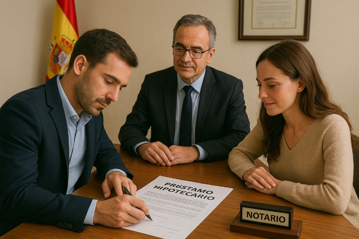 Signature d'un prêt immobilier (hypothèque) chez un notaire en Espagne