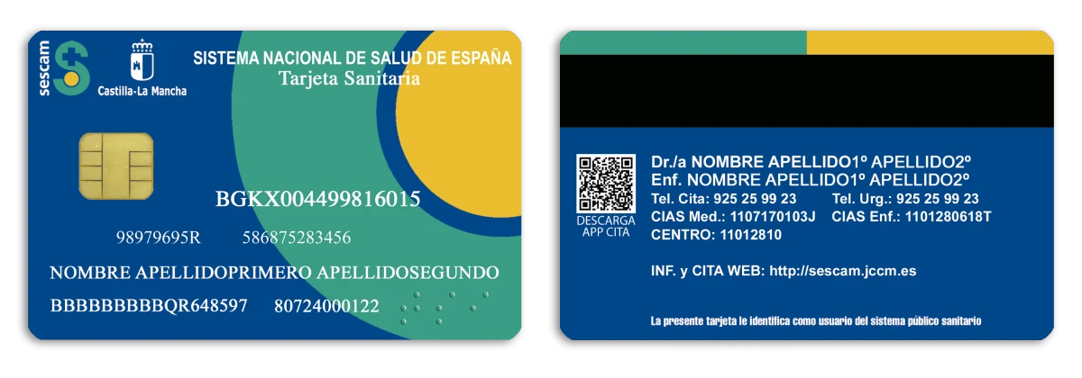 Exemple de Tarjeta Sanitaria, la carte de santé publique espagnole nécessaire pour l'accès au SNS