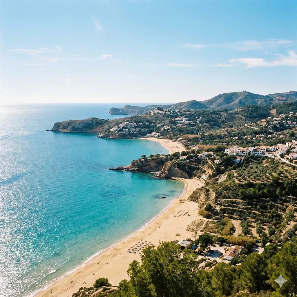 Vue panoramique de la Costa Blanca avec plages, mer et paysage mediterraneen