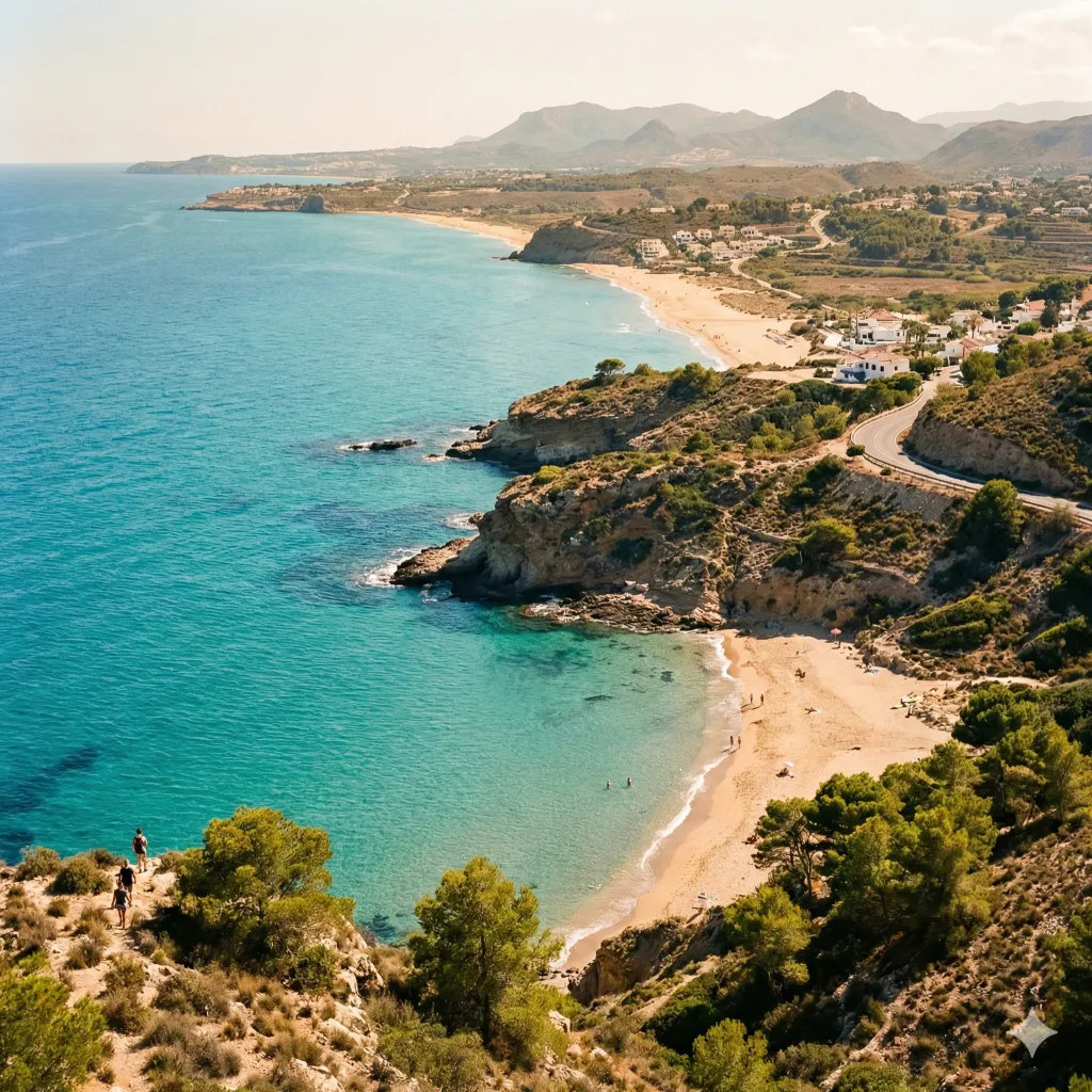 Vue panoramique de la Costa Calida avec plages, mer et paysage mediterraneen