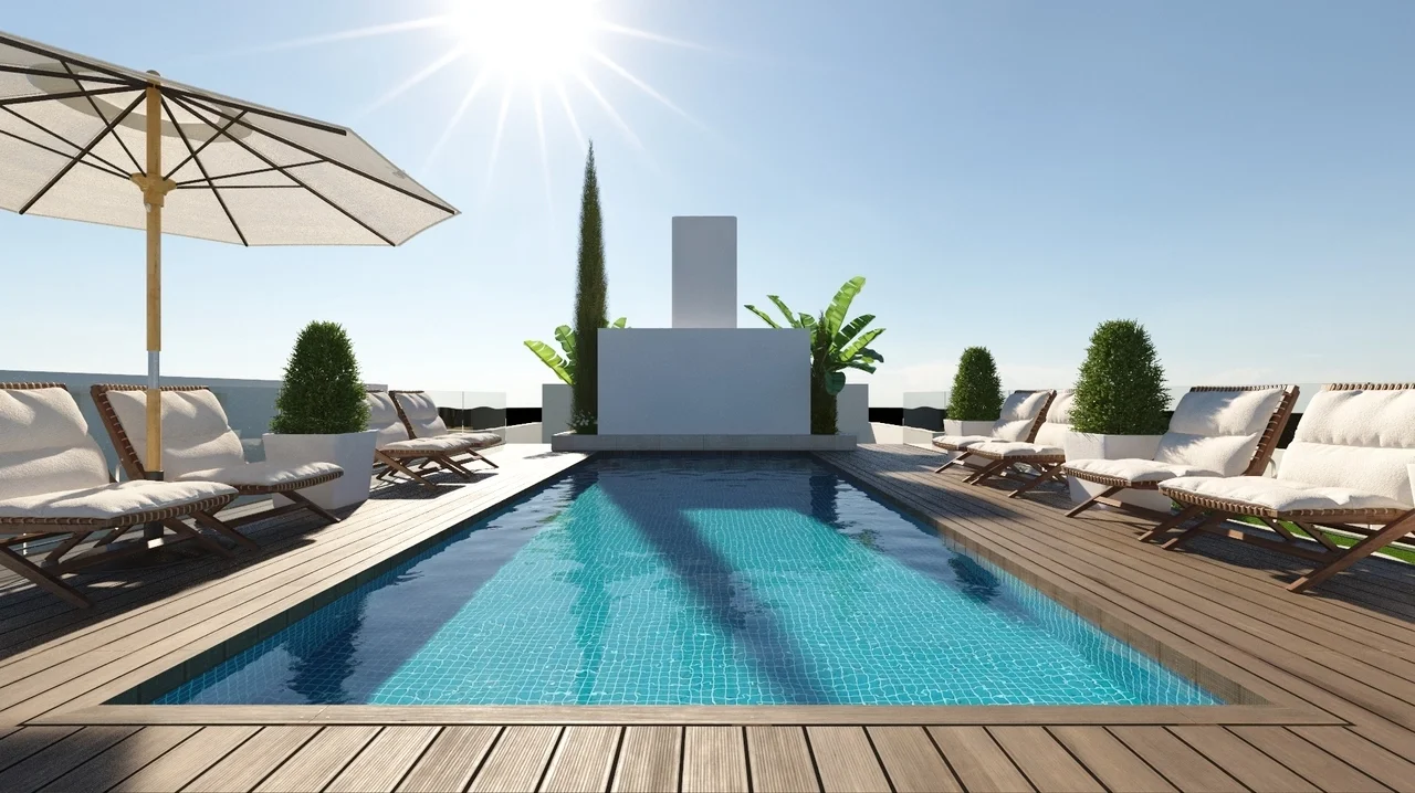 vue du rooftop penthouse et piscine, Almoradi à Alicante
