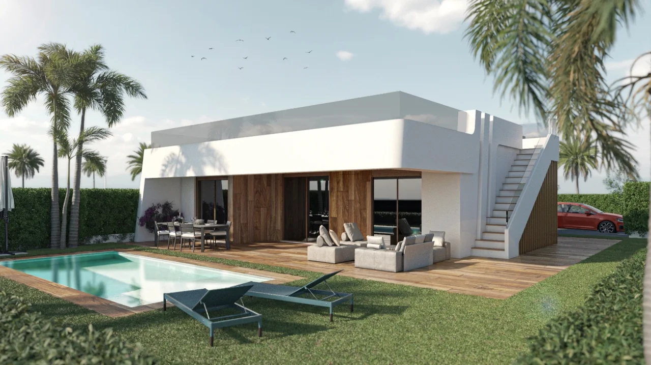 Designvilla Spanje uitzicht zwembad