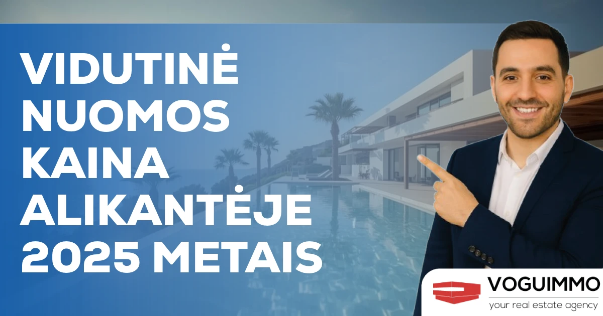 Vidutinė nuomos kaina Alikantėje 2025 metais