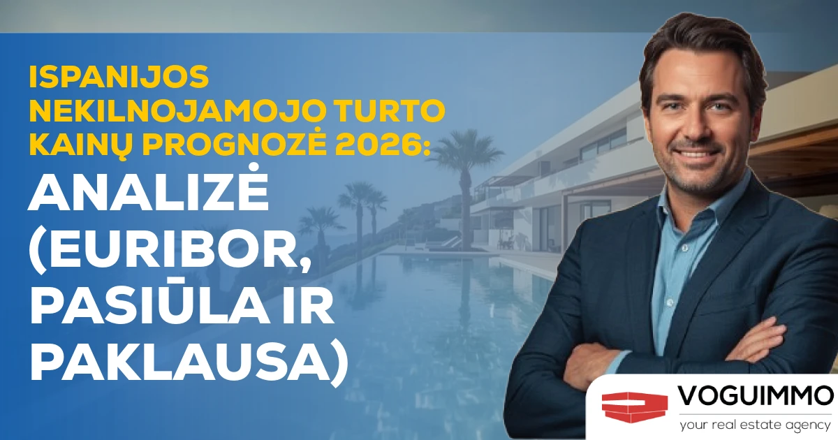 Ispanijos nekilnojamojo turto kainų prognozė 2026: analizė (Euribor, pasiūla ir paklausa)